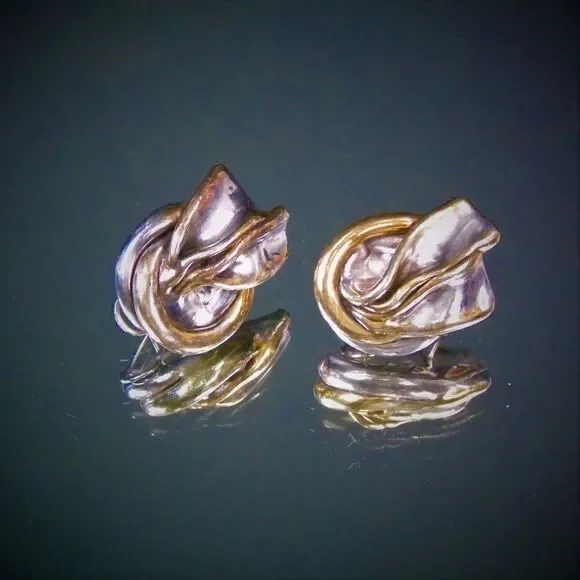 Modern Brutalist 925 Silver Earrings Signed Jewelr